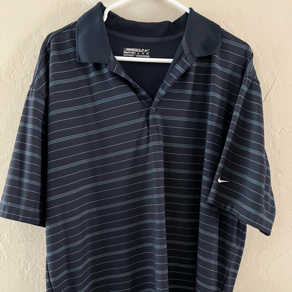 Nike Golf Dri-Fit Polo Tee Navy striped size XL